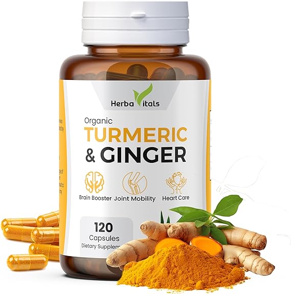 Turmeric and Ginger Supplements (120 Capsules) - 500mg