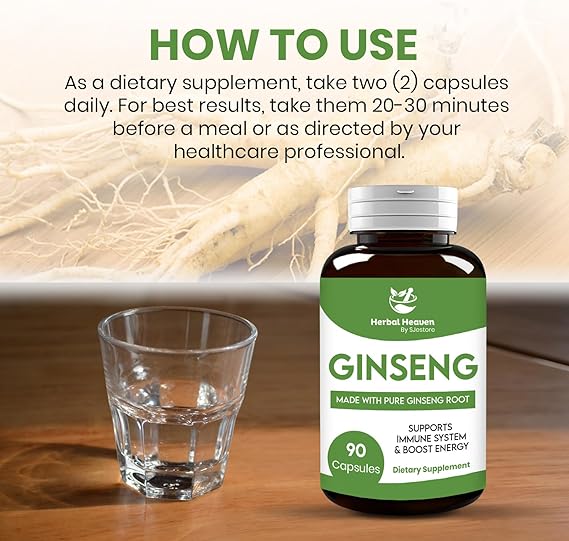 Ginseng Capsules 90 Count - 100% Herbal Formula