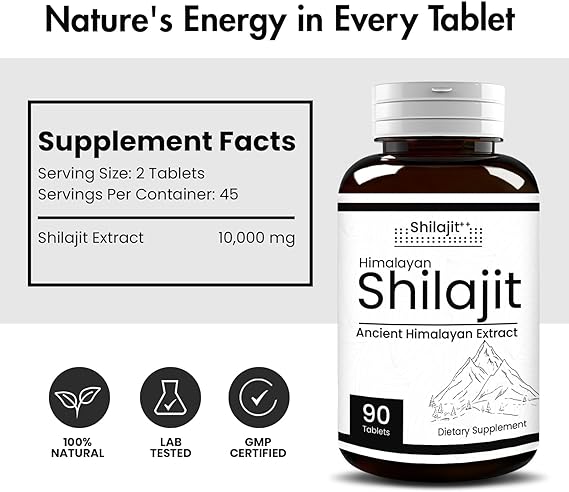 Organic Shilajit Capsules | 10000mg Natural Vitality and Wellness Boost