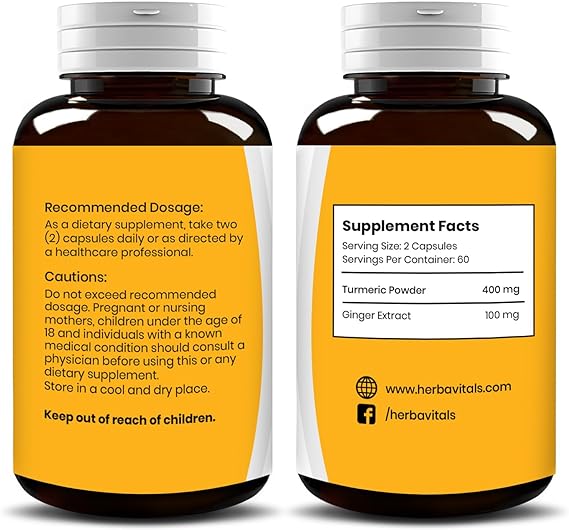 Turmeric and Ginger Supplements Capsule - 500mg