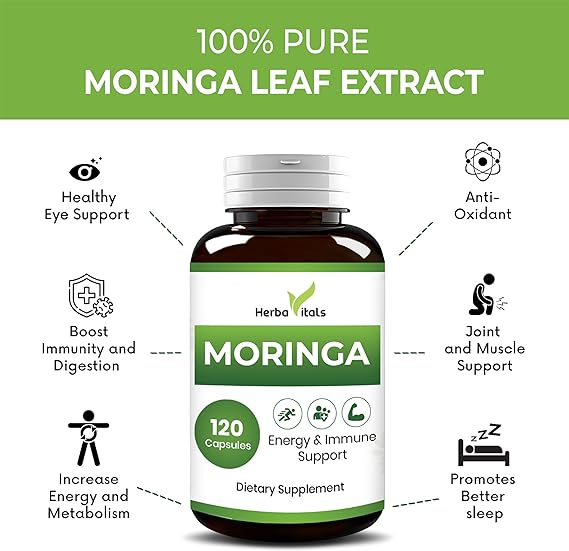 Moringa Capsules Supplement 500 mg | 120 count